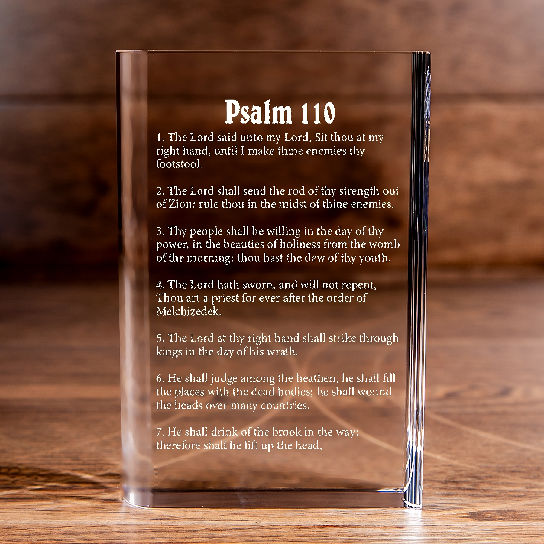 Psalm 110 Laser Engraved Crystal Book - Elegant Religious Gift for Devoted Believers Christian Gift-Express Your Love Gifts