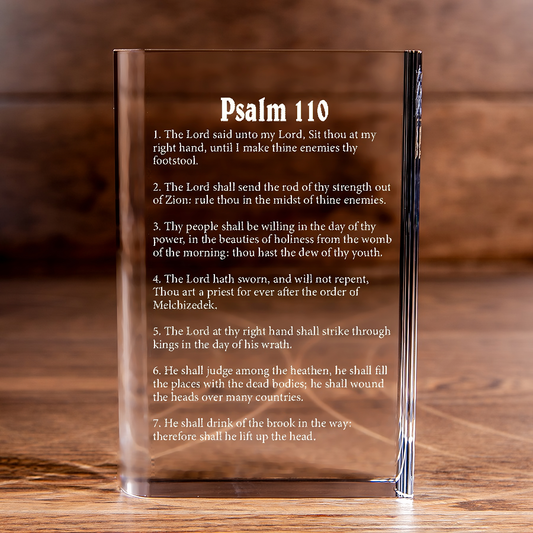 Psalm 110 Laser Engraved Crystal Book - Elegant Religious Gift for Devoted Believers Christian Gift-Express Your Love Gifts