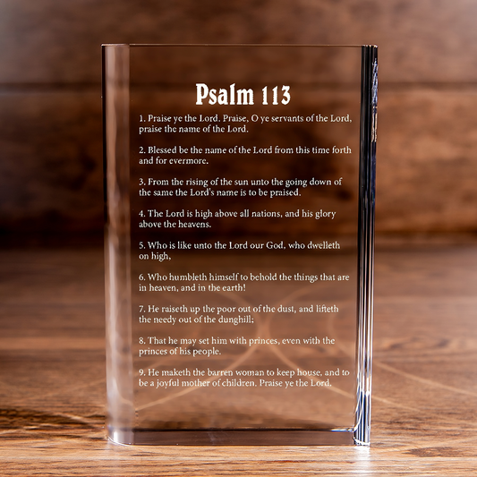 Psalm 113 Laser Engraved Crystal Book - Elegant Religious Gift for Devoted Believers Christian Gift-Express Your Love Gifts