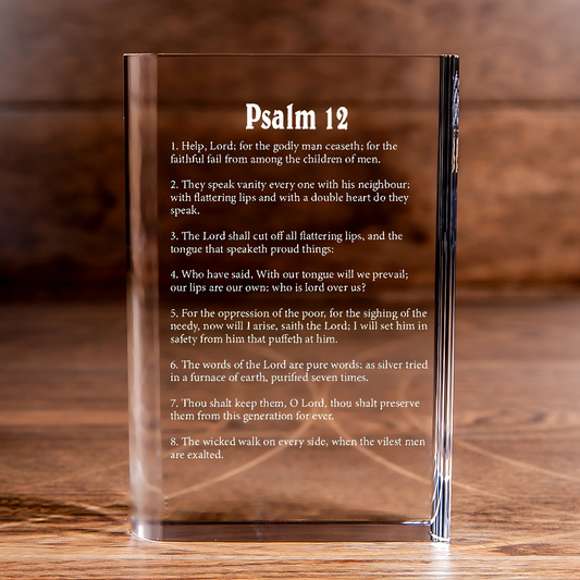 Psalm 12 Laser Engraved Crystal Book - Elegant Religious Gift for Devoted Believers Christian Gift-Express Your Love Gifts