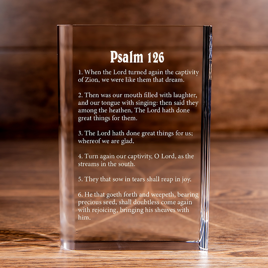 Psalm 126 Laser Engraved Crystal Book - Elegant Religious Gift for Devoted Believers Christian Gift-Express Your Love Gifts