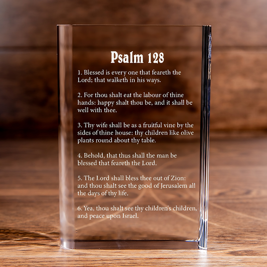 Psalm 128 Laser Engraved Crystal Book - Elegant Religious Gift for Devoted Believers Christian Gift-Express Your Love Gifts