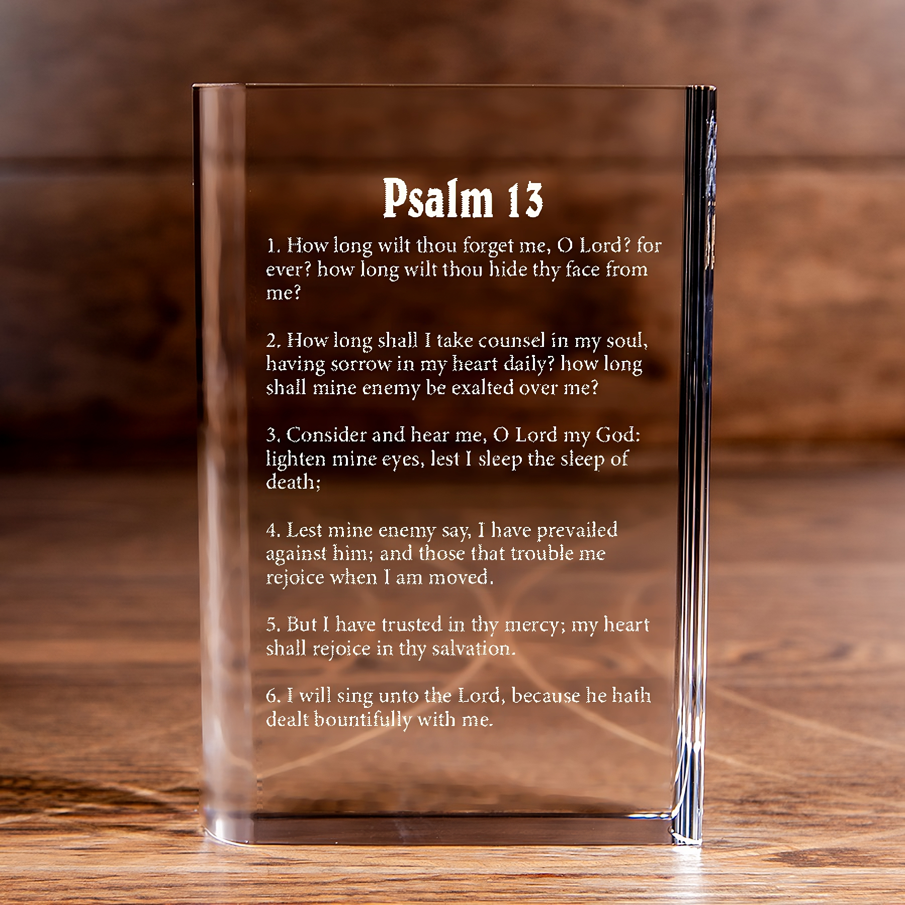 Psalm 13 Laser Engraved Crystal Book - Elegant Religious Gift for Devoted Believers Christian Gift-Express Your Love Gifts