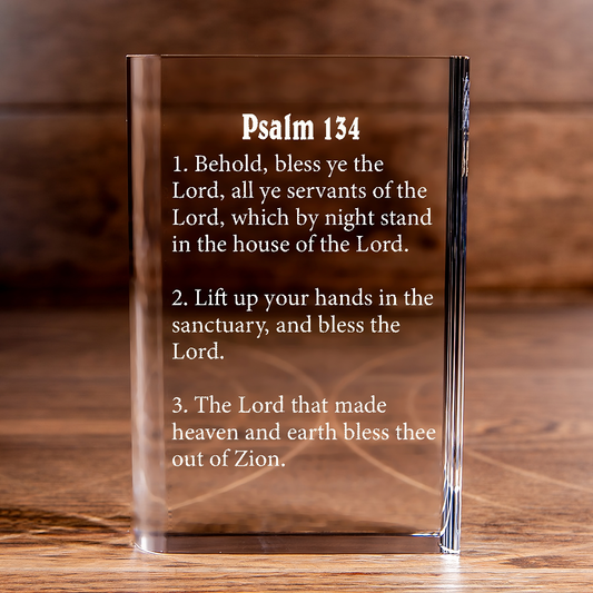 Psalm 134 Laser Engraved Crystal Book - Elegant Religious Gift for Devoted Believers Christian Gift-Express Your Love Gifts