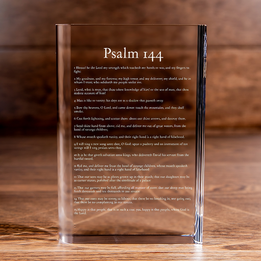 Psalm 144 Laser Engraved Crystal Book - Elegant Religious Gift for Devoted Believers Christian Gift-Express Your Love Gifts