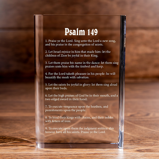 Psalm 149 Laser Engraved Crystal Book - Elegant Religious Gift for Devoted Believers Christian Gift-Express Your Love Gifts