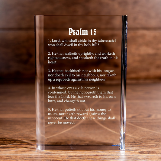 Psalm 15 Laser Engraved Crystal Book - Elegant Religious Gift for Devoted Believers Christian Gift-Express Your Love Gifts