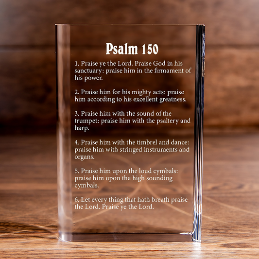 Psalm 150 Laser Engraved Crystal Book - Elegant Religious Gift for Devoted Believers Christian Gift-Express Your Love Gifts