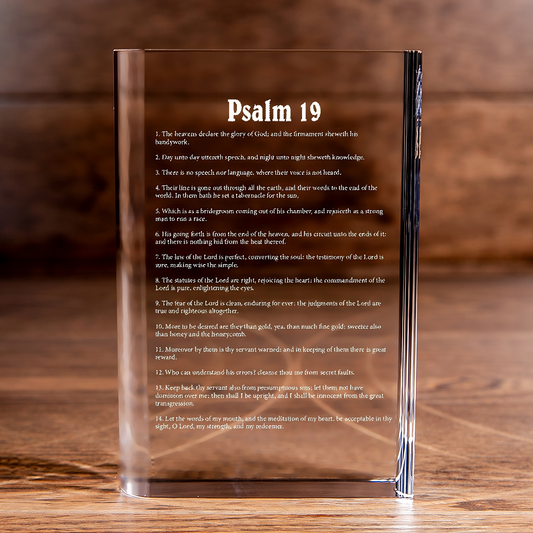 Psalm 19 Laser Engraved Crystal Book - Elegant Religious Gift for Devoted Believers Christian Gift-Express Your Love Gifts