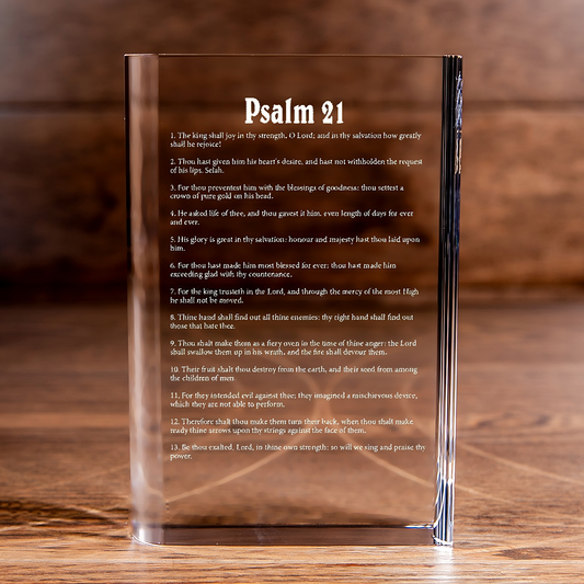 Psalm 21 Laser Engraved Crystal Book - Elegant Religious Gift for Devoted Believers Christian Gift-Express Your Love Gifts