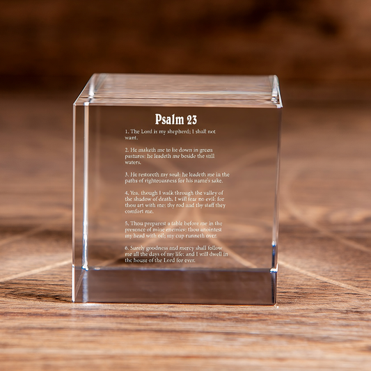 Psalm 23 Lords Prayer Square Cut Crystal Cube Christian Gift-Express Your Love Gifts