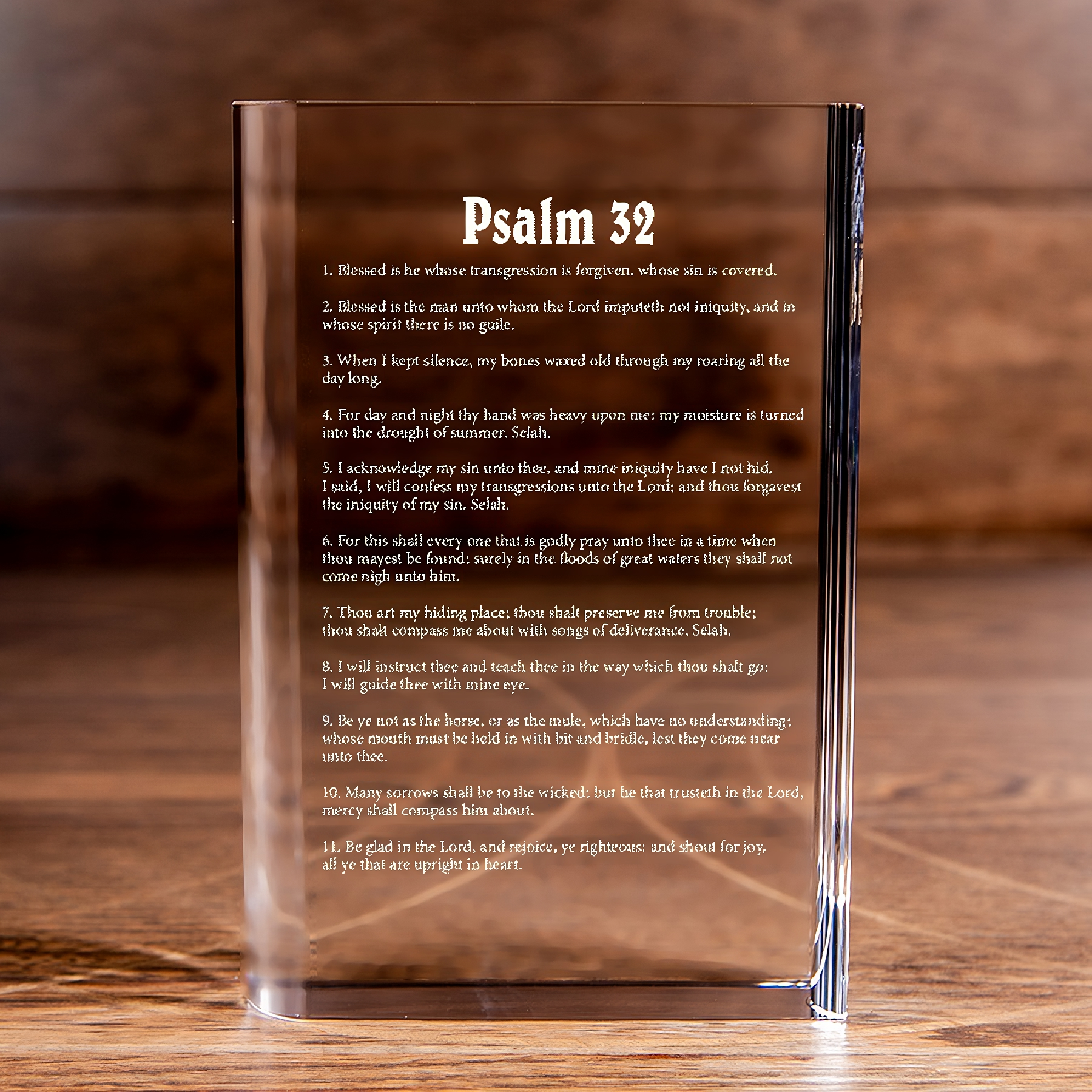 Psalm 32 Laser Engraved Crystal Book - Elegant Religious Gift for Devoted Believers Christian Gift-Express Your Love Gifts