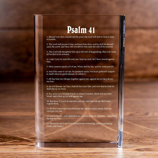 Psalm 41 Laser Engraved Crystal Book - Elegant Religious Gift for Devoted Believers Christian Gift-Express Your Love Gifts
