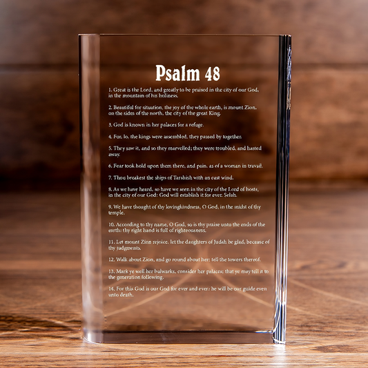 Psalm 48 Laser Engraved Crystal Book - Elegant Religious Gift for Devoted Believers Christian Gift-Express Your Love Gifts
