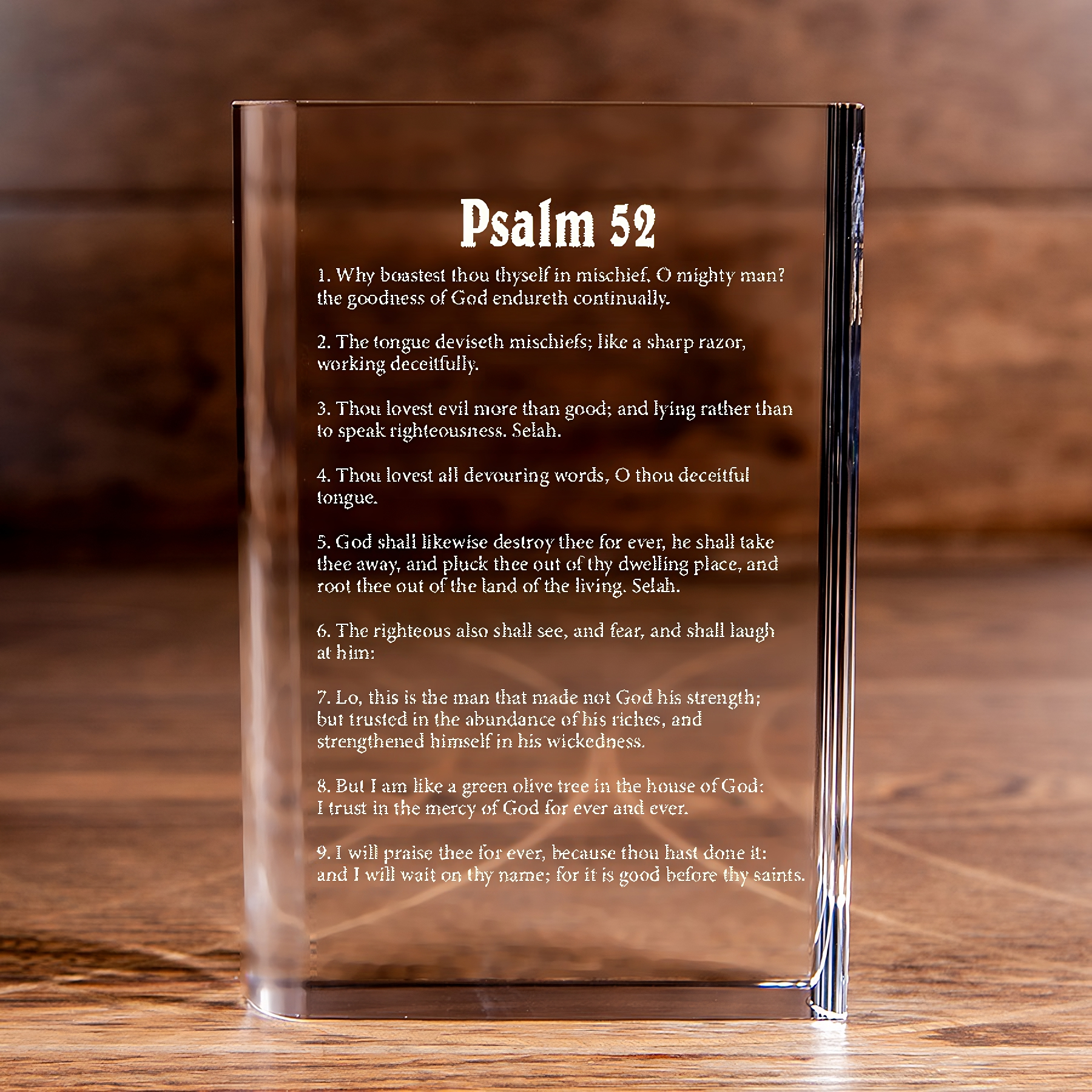 Psalm 52 Laser Engraved Crystal Book - Elegant Religious Gift for Devoted Believers Christian Gift-Express Your Love Gifts