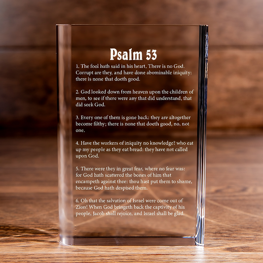 Psalm 53 Laser Engraved Crystal Book - Elegant Religious Gift for Devoted Believers Christian Gift-Express Your Love Gifts