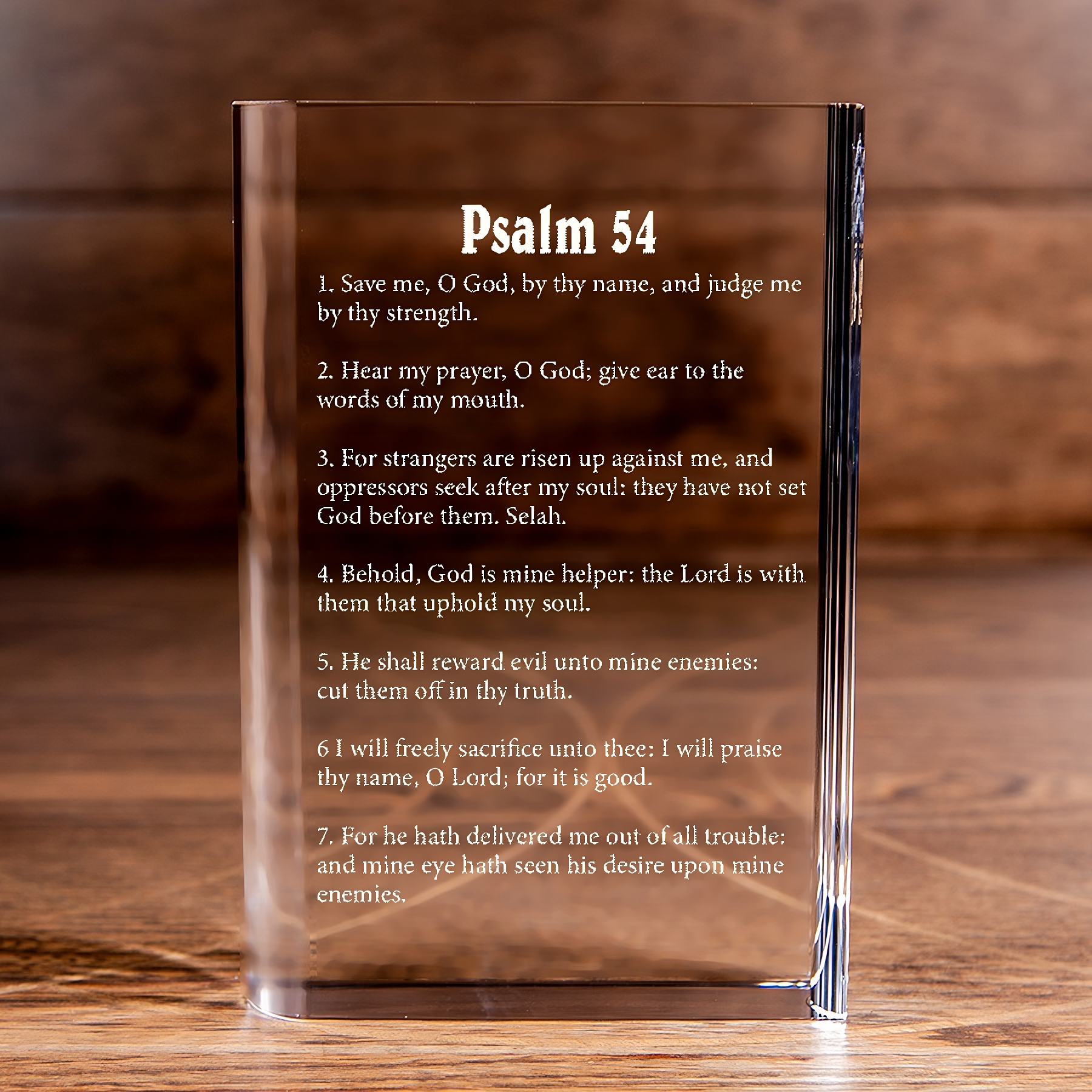 Psalm 54 Laser Engraved Crystal Book - Elegant Religious Gift for Devoted Believers Christian Gift-Express Your Love Gifts