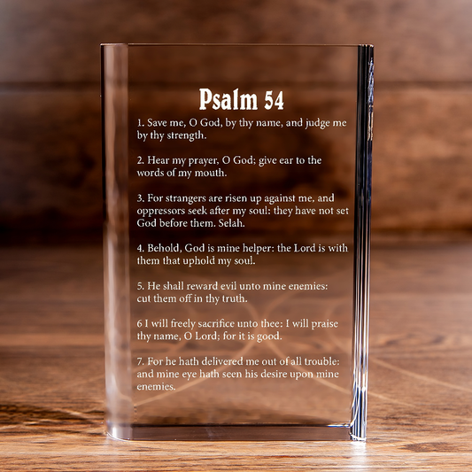 Psalm 54 Laser Engraved Crystal Book - Elegant Religious Gift for Devoted Believers Christian Gift-Express Your Love Gifts