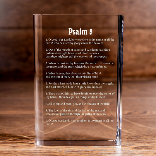 Psalm 8 Laser Engraved Crystal Book - Elegant Religious Gift for Devoted Believers Christian Gift-Express Your Love Gifts