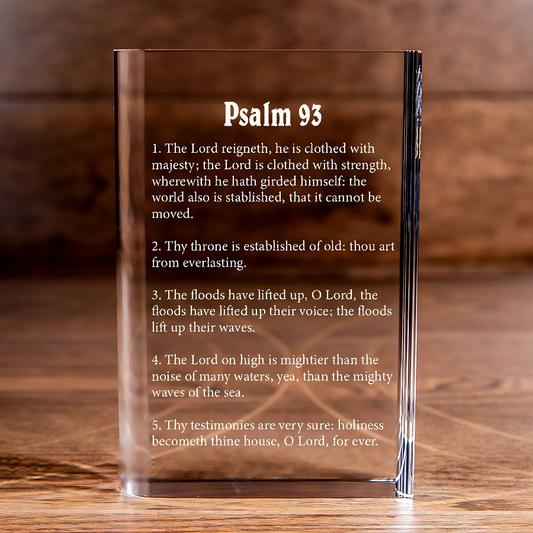 Psalm 93 Laser Engraved Crystal Book - Elegant Religious Gift for Devoted Believers Christian Gift-Express Your Love Gifts