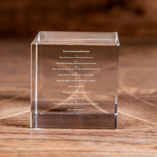 Ten Commandments Square Cut Crystal Cube Christian Gift-Express Your Love Gifts