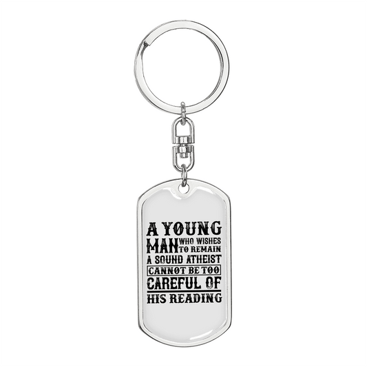 A Young Man Christian Keychain Stainless Steel or 18k Gold Dog Tag Keyring-Express Your Love Gifts