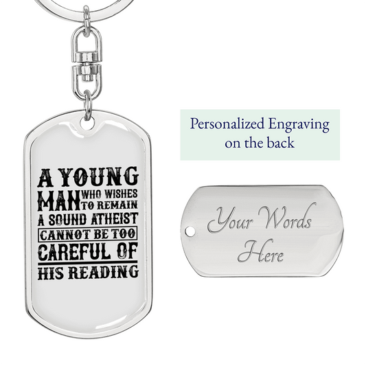 A Young Man Christian Keychain Stainless Steel or 18k Gold Dog Tag Keyring-Express Your Love Gifts