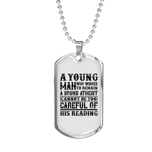 A Young Man Necklace Stainless Steel or 18k Gold Dog Tag 24" Chain-Express Your Love Gifts