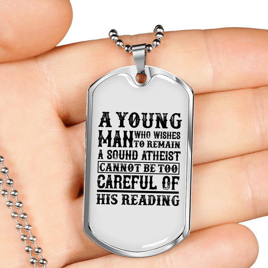 A Young Man Necklace Stainless Steel or 18k Gold Dog Tag 24" Chain-Express Your Love Gifts
