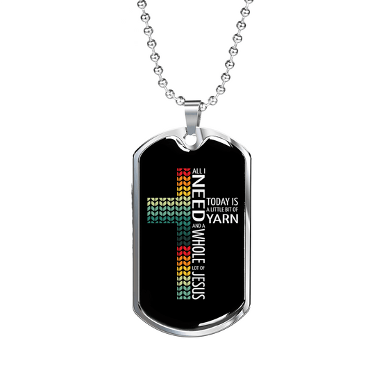 All I Need Jesus Necklace Stainless Steel or 18k Gold Dog Tag 24" Chain-Express Your Love Gifts