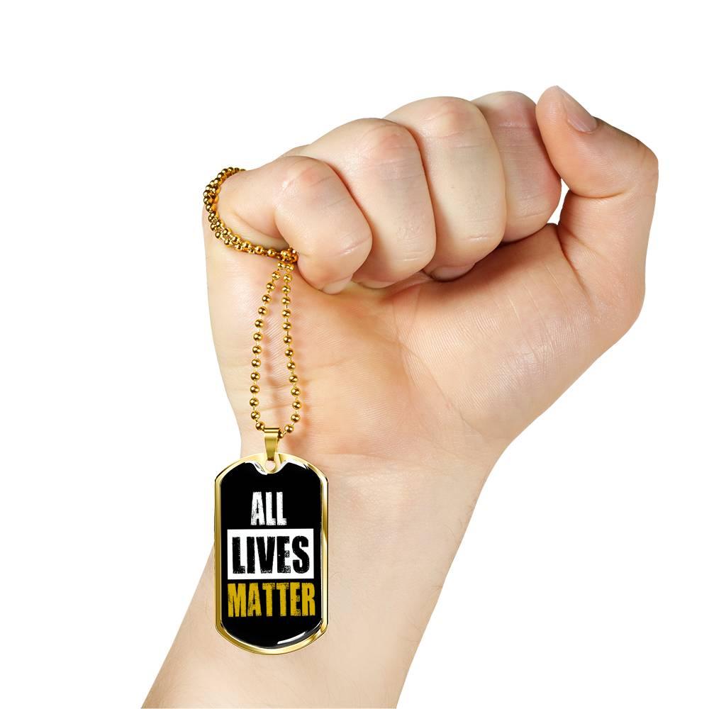 All Lives Matter Prolife Necklace Stainless Steel or 18k Gold Dog Tag 24" Chain-Express Your Love Gifts
