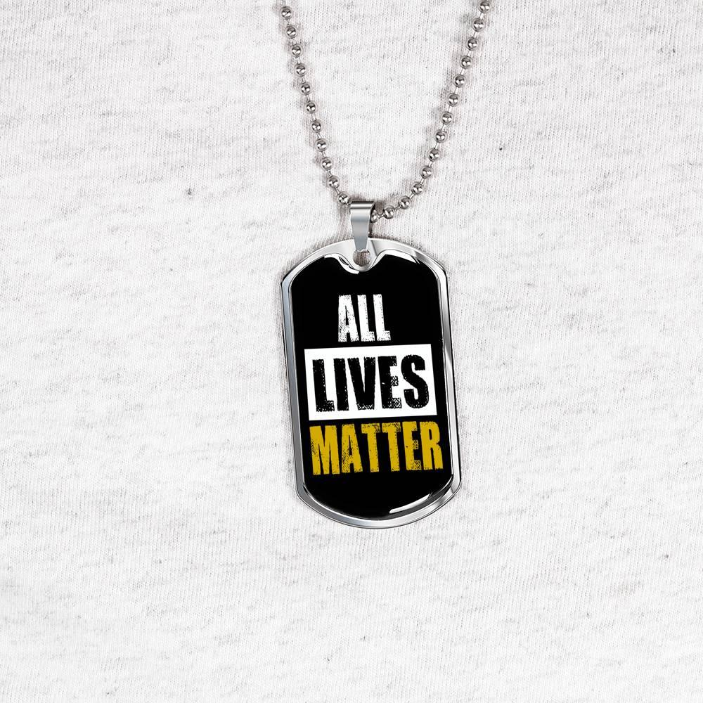 All Lives Matter Prolife Necklace Stainless Steel or 18k Gold Dog Tag 24" Chain-Express Your Love Gifts