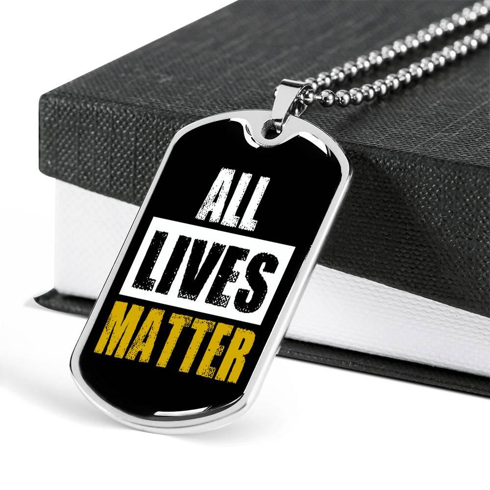 All Lives Matter Prolife Necklace Stainless Steel or 18k Gold Dog Tag 24" Chain-Express Your Love Gifts