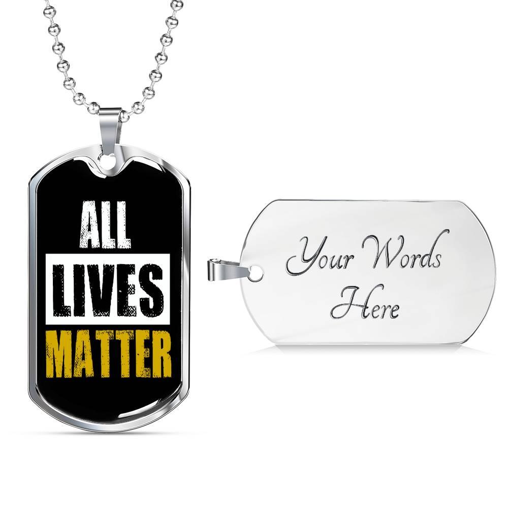 All Lives Matter Prolife Necklace Stainless Steel or 18k Gold Dog Tag 24" Chain-Express Your Love Gifts