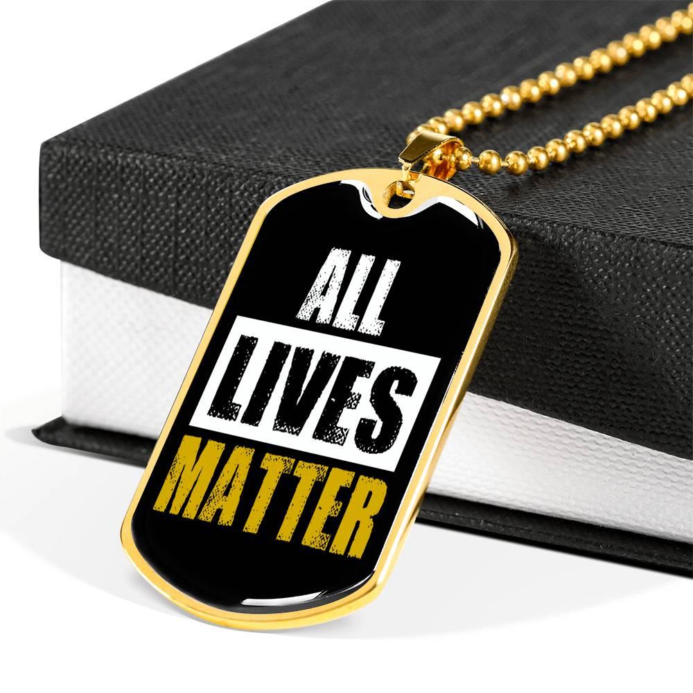 All Lives Matter Prolife Necklace Stainless Steel or 18k Gold Dog Tag 24" Chain-Express Your Love Gifts