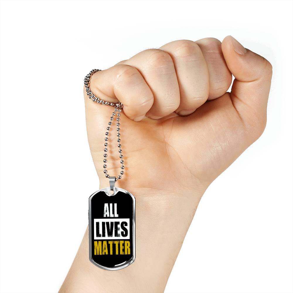 All Lives Matter Prolife Necklace Stainless Steel or 18k Gold Dog Tag 24" Chain-Express Your Love Gifts
