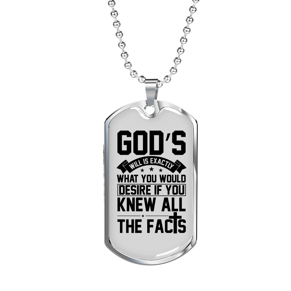 All The Facts Necklace Stainless Steel or 18k Gold Dog Tag 24" Chain-Express Your Love Gifts