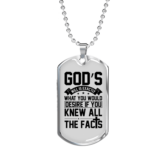 All The Facts Necklace Stainless Steel or 18k Gold Dog Tag 24" Chain-Express Your Love Gifts