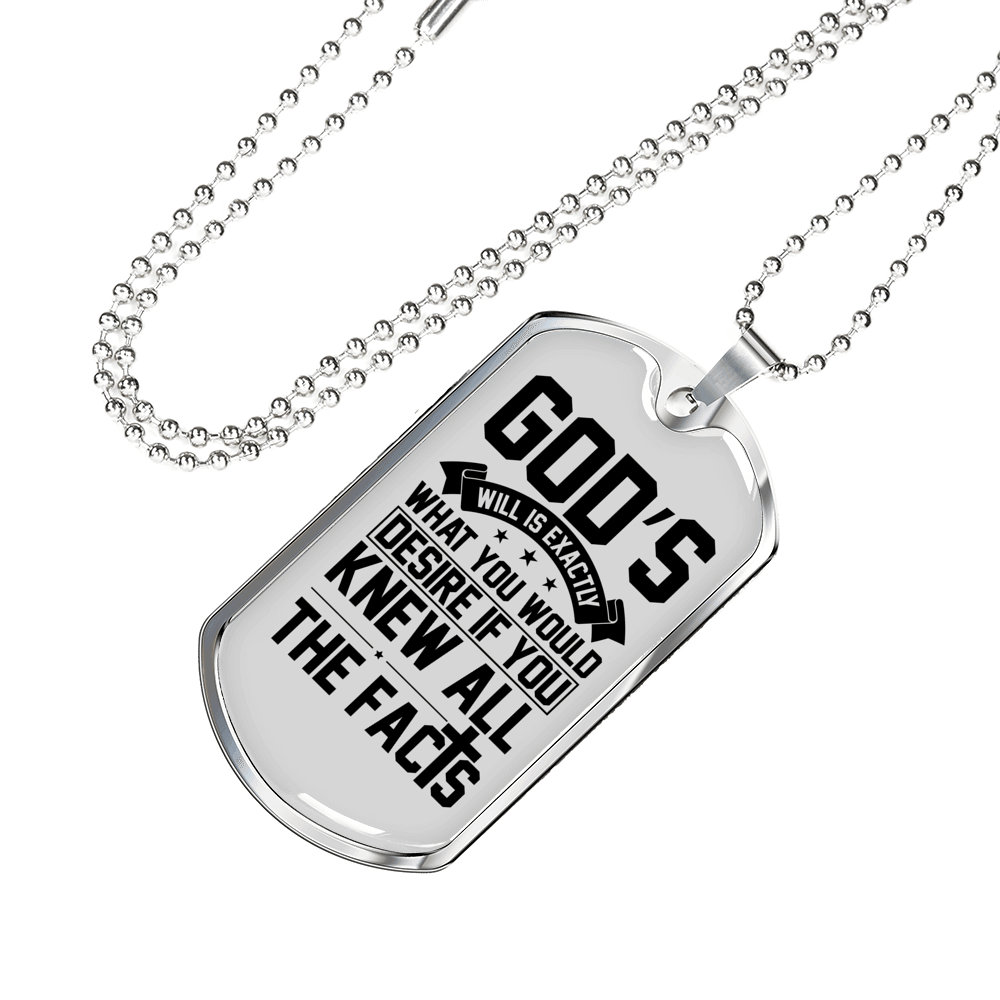 All The Facts Necklace Stainless Steel or 18k Gold Dog Tag 24" Chain-Express Your Love Gifts