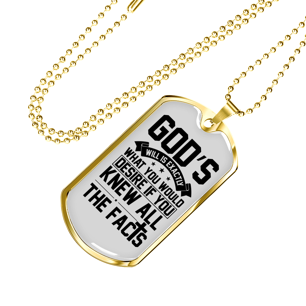 All The Facts Necklace Stainless Steel or 18k Gold Dog Tag 24" Chain-Express Your Love Gifts