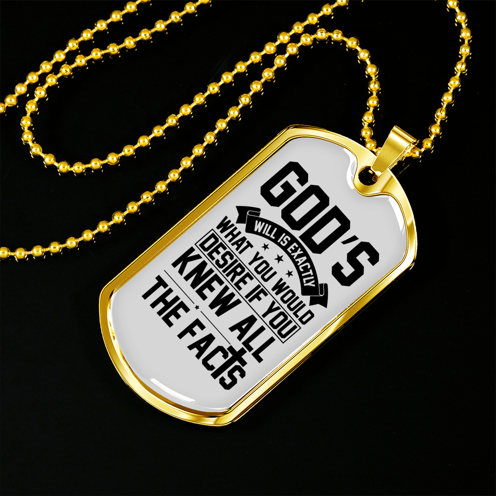 All The Facts Necklace Stainless Steel or 18k Gold Dog Tag 24" Chain-Express Your Love Gifts