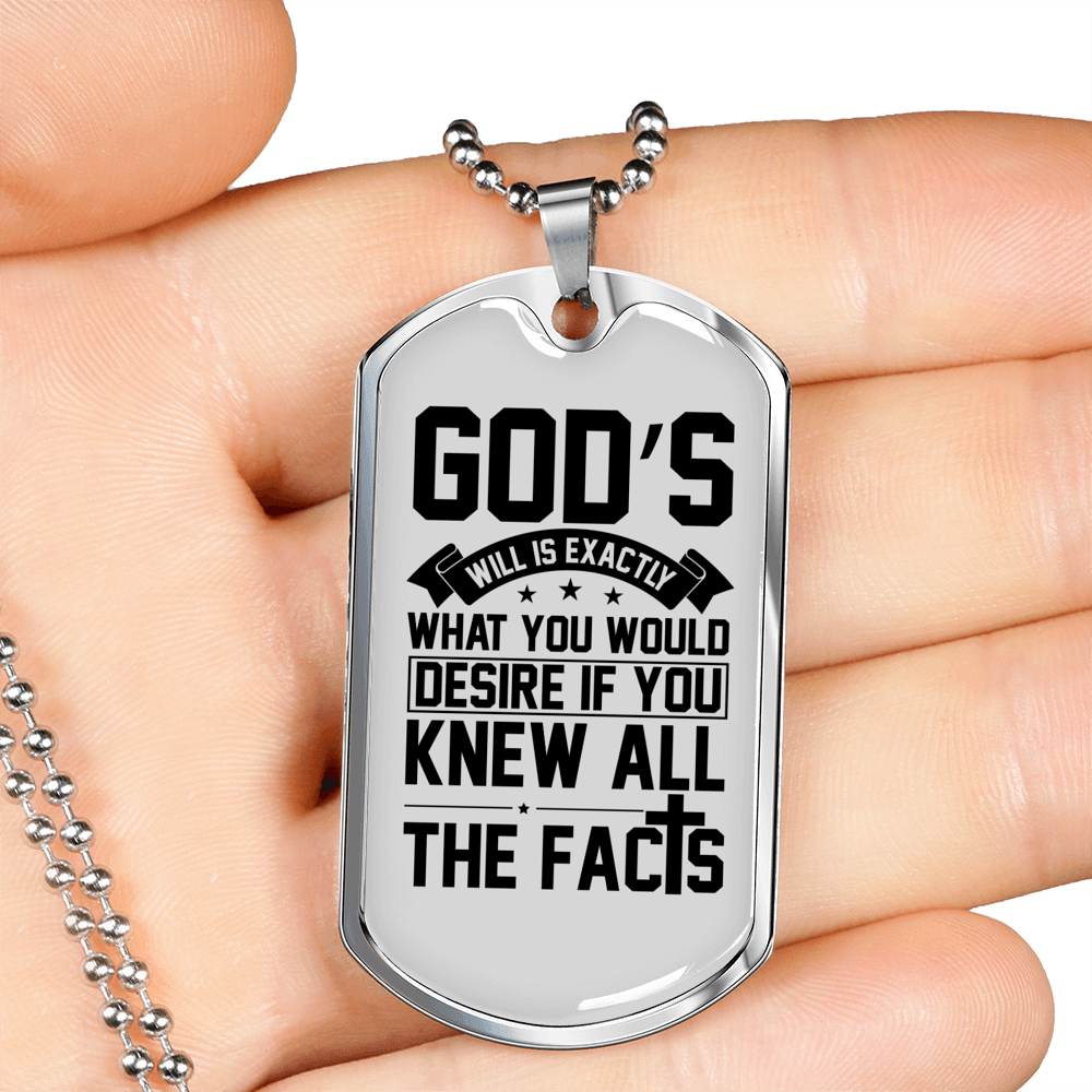 All The Facts Necklace Stainless Steel or 18k Gold Dog Tag 24" Chain-Express Your Love Gifts