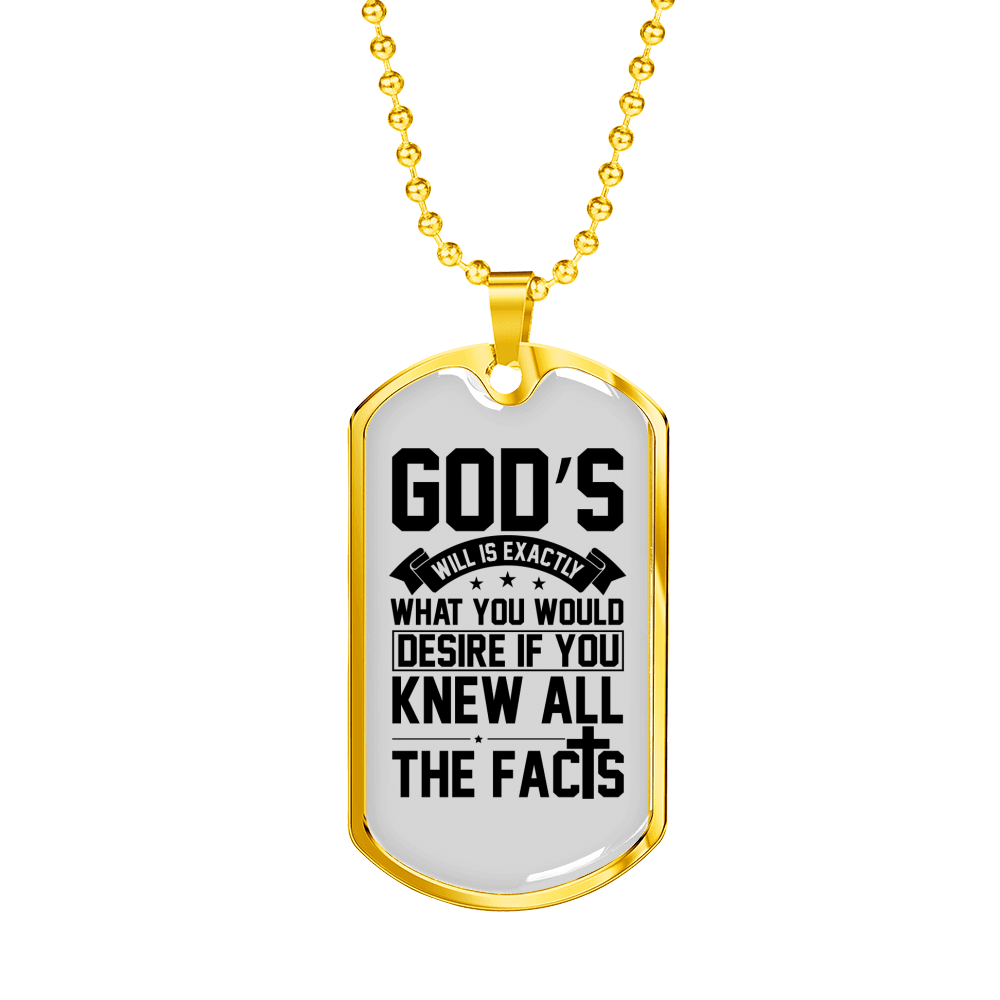 All The Facts Necklace Stainless Steel or 18k Gold Dog Tag 24" Chain-Express Your Love Gifts