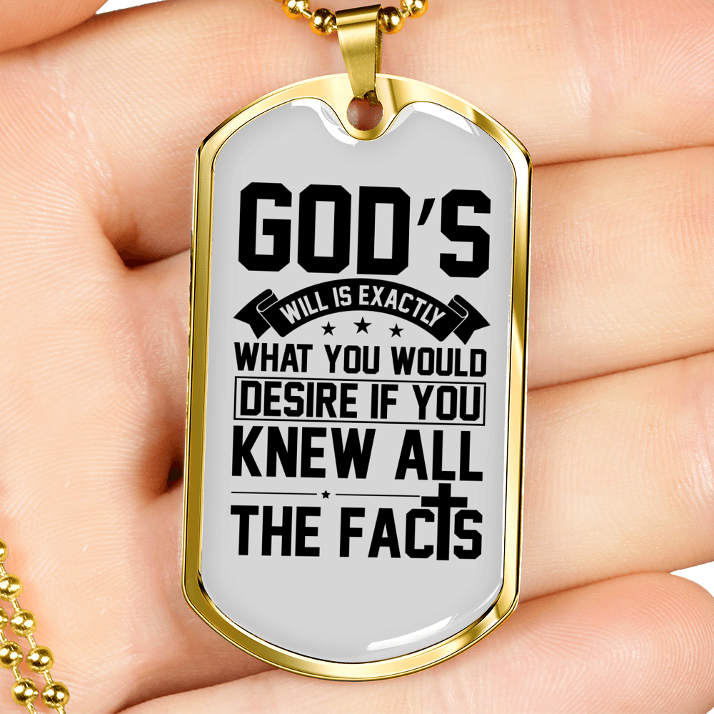 All The Facts Necklace Stainless Steel or 18k Gold Dog Tag 24" Chain-Express Your Love Gifts