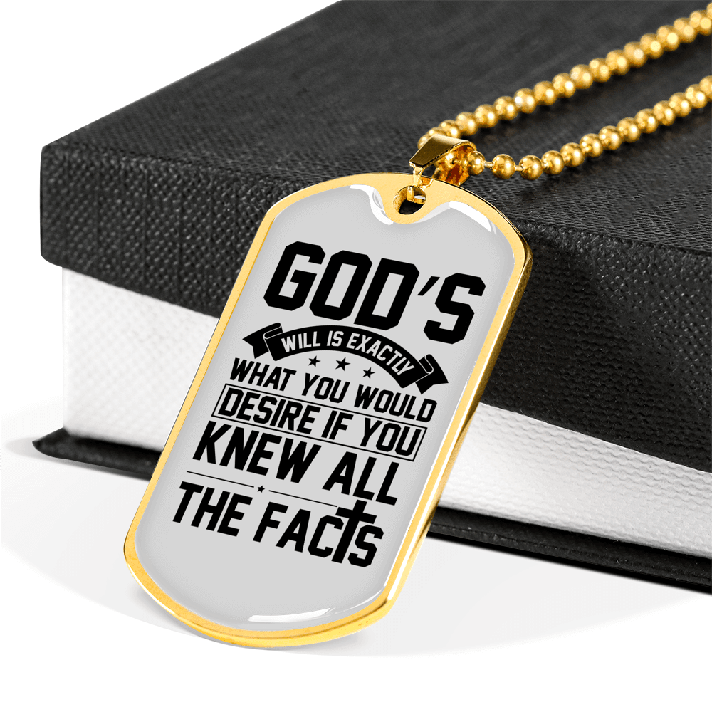 All The Facts Necklace Stainless Steel or 18k Gold Dog Tag 24" Chain-Express Your Love Gifts