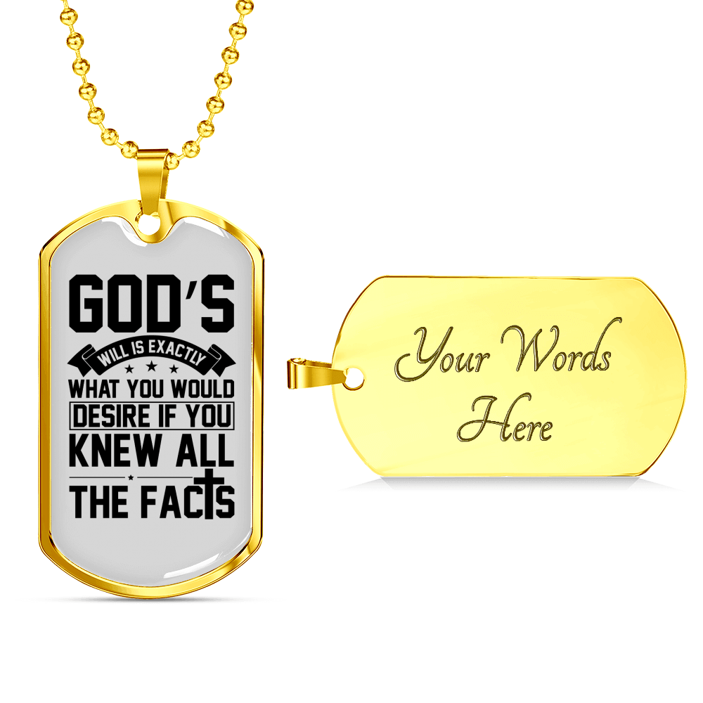 All The Facts Necklace Stainless Steel or 18k Gold Dog Tag 24" Chain-Express Your Love Gifts