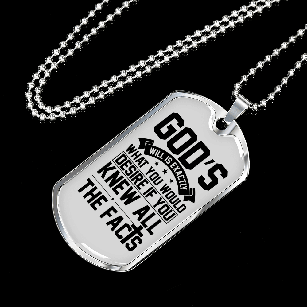 All The Facts Necklace Stainless Steel or 18k Gold Dog Tag 24" Chain-Express Your Love Gifts