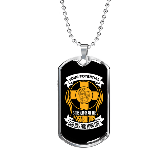 All The Possibilities Necklace Stainless Steel or 18k Gold Dog Tag 24" Chain-Express Your Love Gifts