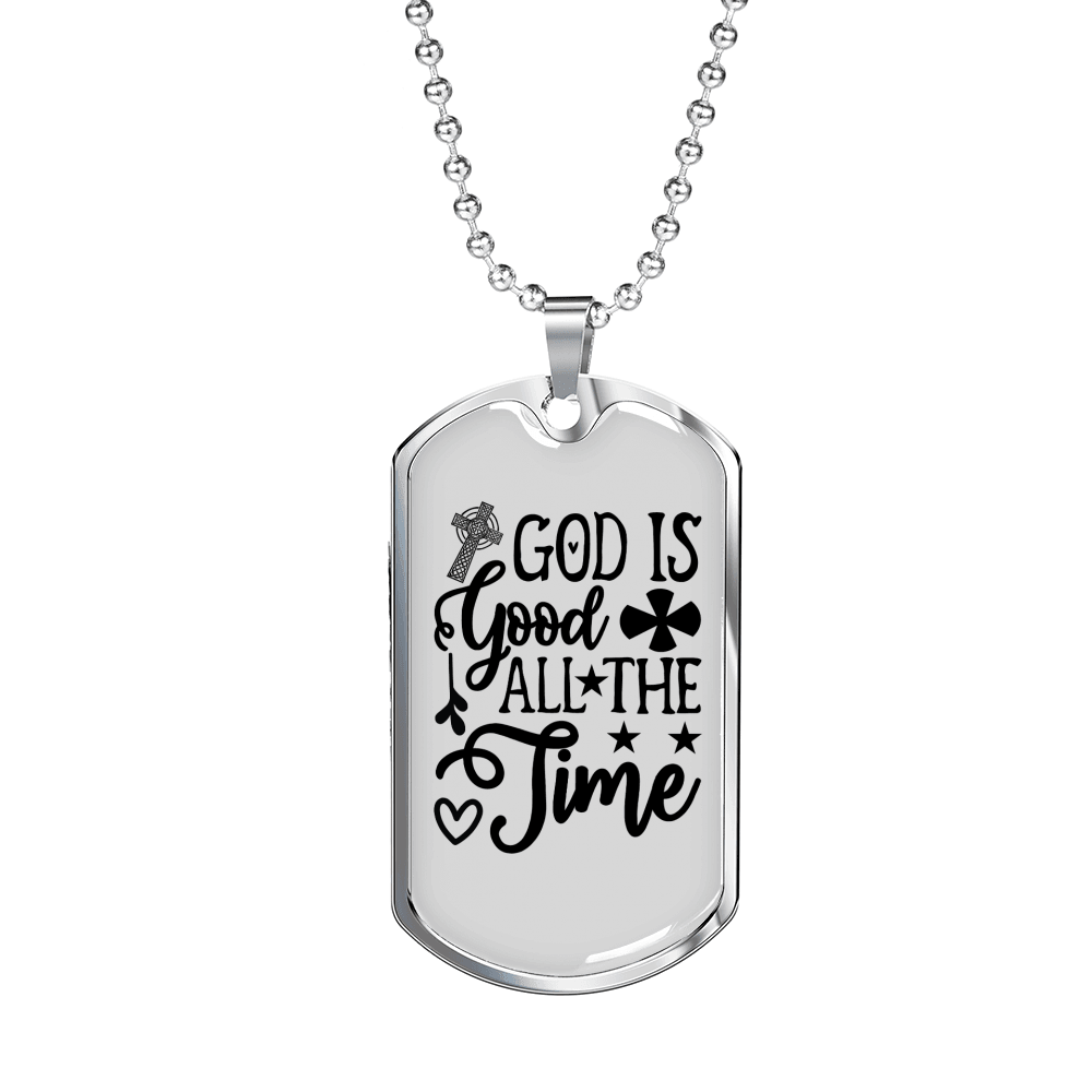 All The Time Necklace Stainless Steel or 18k Gold Dog Tag 24" Chain-Express Your Love Gifts