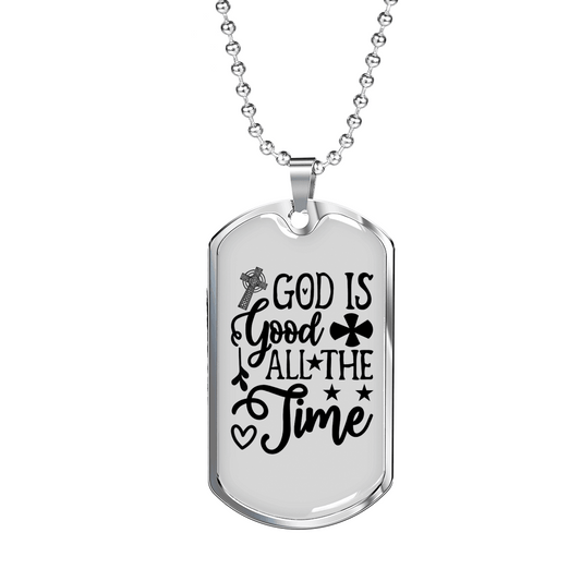 All The Time Necklace Stainless Steel or 18k Gold Dog Tag 24" Chain-Express Your Love Gifts